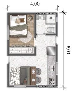 the floor plan for a small apartment with one bedroom and an attached living room area