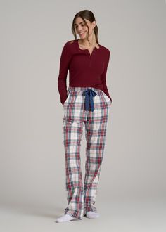 About Our Women’s Tall Flannel Pajamas You’ll never want to get out of bed when you’re wearing these women’s tall pajama pants. For years, tall women have had to settle for PJs that are way too short and fit in all the wrong places, but not anymore. You loved our classic flannel PJs and now we’re bringing you a pair with a regular fit and an open-bottom leg with all the length you need. These pajama pants have been designed exclusively for women between 5’9” and 6’6” with two different length op Tartan Pajama Pants, Cozy Bottoms For Sleepover, Pajamas Bottoms, Flannel Pj Pants, Summer Pjs, Flannel Pjs, Scrubs Dress, Cozy Sleepwear, Flannel Pajama Pants