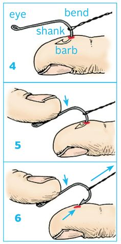 an image of how to tie a hook in your hand with the help of scissors