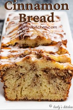 Loaf of cinnamon bread with visible cinnamon swirls, topped with a sweet glaze and sliced to show the moist interior. Cinnamon Bread Recipe, Sweet Glaze, Bread Maker Recipes, Homemade Bread Recipes Easy, Cloud Bread, Dessert Dips, Cinnamon Bread, Cinnamon Swirl, Bread Machine Recipes