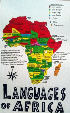 a map of africa with all the languages on it