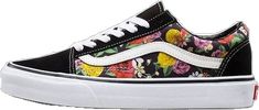 Floral Print Textile Lace-up Sneakers, Floral Print Textile Sneakers For Spring, Casual Sneakers With Graphic Print For Spring, Casual Floral Print Low-top Sneakers, Casual Low-top Sneakers With Floral Print, Textile Low-top Sneakers With Floral Print, Vans Floral Print Summer Sneakers, Floral Print Textile Low-top Sneakers, Vans Floral Print Sneakers For Summer