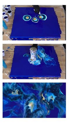 the process of painting is being made with acrylic paint