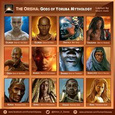 In the beginning of Yoruba mythology, the universe was composed of two elements, the ethereal sky above and a watery chaos below. Description from ancient-code.com. I searched for this on bing.com/images African Zodiac, Zodiac Gods, Yoruba Deities, Yoruba Orishas, Orishas Yoruba, African Mythology, Sign Meaning, African Spirituality