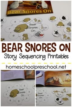 bear snores on story sequence printables for preschool and homeschool