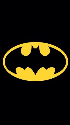 the batman symbol is shown in yellow on black background, and it appears to be an image