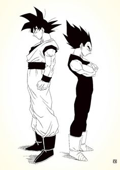 two black and white images of gohan and trunks from the anime dragon ball super broly