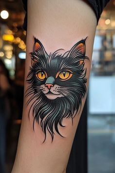 Watercolor Cat Tattoo, Zebra Tattoos, Firefly Tattoo, Rhino Tattoo, Black Cat Tattoo, Cat Tattoo Design, Black Cat Tattoos