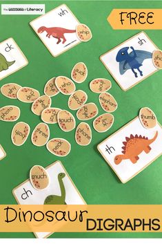 Grab our FREE Printable Dinosaur Digraph Activity! This literacy center is great for Kindergarten and makes a great review for First Grade! #dinosaurs #digraphs #literacycenters #kindergarten #firstgrade Kindergarten Dinosaur Activities, Dinosaur Phonics Preschool, Dinosaur Kindergarten Activities, Dinosaur Activities Kindergarten, Dinosaur 1st Grade Activities, Dinosaur Phonics, Kindergarten Dinosaur Unit, Dinosaur Activities First Grade, Dinosaur Kindergarten Activities Free Printables