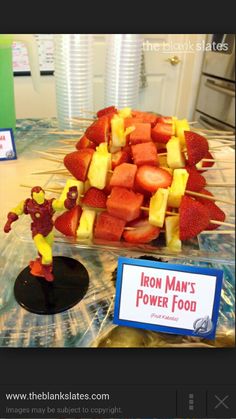 the iron man's power food is made out of strawberries, bananas and apples