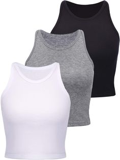 PRICES MAY VARY. Various colors: contains several colors for you to choose, these sports crop top easily matches with different outfits, meeting your different needs Comfortable material: the tank tops are made of quality spandex, soft, lightweight and stretchable, comfortable and convenient to wear Different using: the tank tops can be wore when you do sports in the gym, do yoga exercise or most outdoor or indoor activities; You can also wear these tops as pajama at home Universal fit: tank top