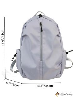 BirdinBag - Streamline Zippered Backpack - Simplistic Design Bags With Zipper Pocket For Students, Student Bags With Zipper Pocket, Daily Use Solid Color Softback Backpack, Rectangular Backpack For Students, Solid Rectangular Backpack For Students, Solid Backpack With Adjustable Strap For Daily Use, Rectangular Solid Color Backpack For Students, Solid Color Student Bag With Zipper Closure, Rectangular Solid Backpack With Zipper Closure