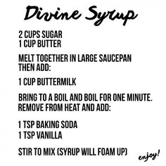 the recipe for drine syrup is shown in black and white