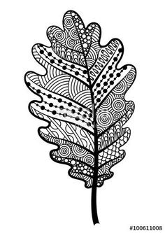 a black and white drawing of a leaf with an intricate pattern on the back side