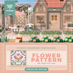 the front and back cover of a house with flowers on it, and an image of a