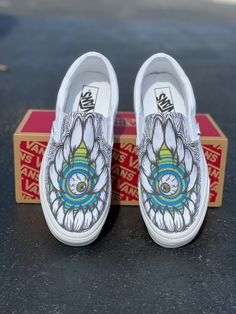 Look into the mouth of the beast and see yourself in these custom monster teeth eyeball slip on vans. Hi! My name is Jeremiah and I'm a graphic illustrator who likes to draw creatures and characters. My influences mostly stem from horror movies and spooky stuff in general because they're rad! I'm also a big proponent for the conservation and rehabilitation of gorillas. An organization that I'm a big fan of is Ape Action Africa. They do a lot of positive work in the fight to save gorillas and con Custom Slip On Vans, Monster Teeth, Shoe Art Designs, Painted Shoes Diy, Slip On Vans, Shoes Art, Spooky Stuff, Shoes Diy, Custom Ideas