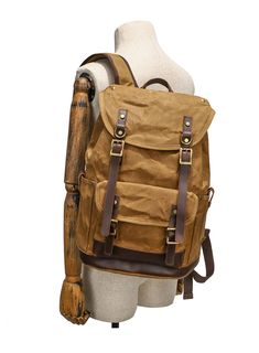 Waxed Canvas Backpack Waterproof for Outdoor - Woosir Waxed Canvas Backpack, Canvas Backpacks, Backpack Waterproof, Top Backpacks, Laser Engraving Machine, Outdoor School, Picture Logo, Canvas Backpack, Waxed Canvas