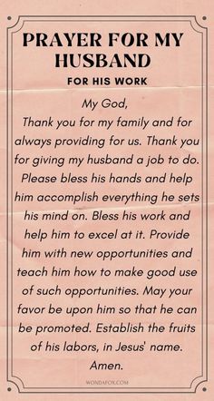 prayer for my husband on his work