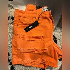 Orange Fashionnova Denim Ripped Shorts 14 Short Cotton Bottoms With Zipper Closure, Cotton Bottoms With Zipper Closure In Short Style, Casual Spring Shorts With Zipper Closure, Trendy Orange Cotton Shorts, Summer Streetwear Bottoms With Zipper Closure, Summer Cotton Bottoms With Zipper Closure, Orange Denim Bottoms For Spring, Spring Orange Denim Bottoms, Trendy Cutoff Shorts With Zipper Closure