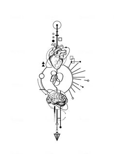 a black and white drawing of a clock with an arrow on it's side