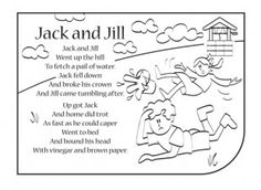 a coloring page for jack and jil with an image of two children in the background