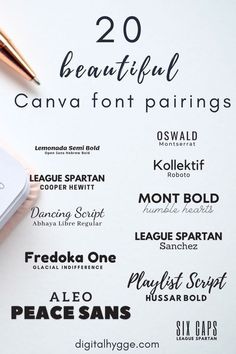 the top 20 beautiful canva font pairings