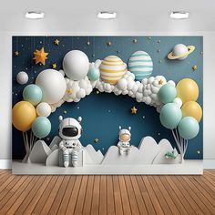 Faster shipping. Better service Space Happy Birthday, Astronaut Birthday Party, Astronaut Decorations, Birthday Photo Background, 2nd Birthday Party For Boys, 1st Birthday Balloons, Birthday Party Photography, Baby Boy 1st Birthday Party