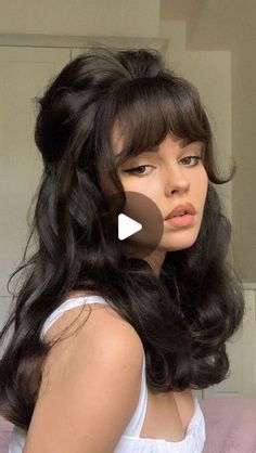 Hollywood Hair With Bangs, Pinup Hair With Bangs, Hair Up Dos With Bangs, Brigitte Bardot Hair Half Up, Hollywood Glam Hair With Bangs, Bridget Bardot Short Hair, Old Hollywood Bangs, 60s Bombshell Hair, Pageant Hair With Bangs