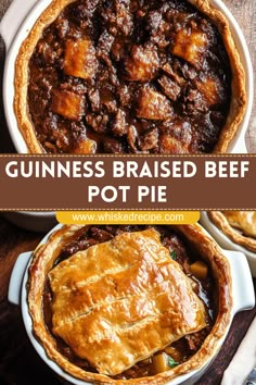 Looking for the perfect holiday dish? Guinness Braised Beef Pot Pie combines tender beef, malty stout, and a buttery crust for the ultimate winter comfort food. Beef Pot Pies With Pie Crust, Beef Ale Pie, Beef Bourguignon Pot Pie, British Savory Pies, Pot Roast Pie, Meat Pie Ideas, Single Serve Pot Pie, English Beef Pie