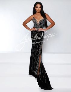 2944 Black 12 Prom Spring 2024 Velvet Evening Gown, Johnathan Kayne, Girls Short Dresses, Prom Designs, Long White Dress, Stunning Gowns, Feather Dress, Prom Dresses Ball Gown, Pageant Dresses