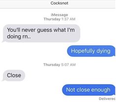 two texts that are being shared to each other on their cell phones, one is telling them