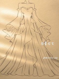 a drawing of a wedding dress on a piece of paper