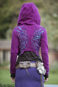 Magenta+Peacock+Winged+Hoodie+Wrap+by+ElvenForest+on+Etsy,+$123.00 Peacock Wings, Elven Forest, Forest Festival, Reverse Applique, Womens Hoodies, Boulder Co, Festival Clothing, Grunge Goth, Butterfly Wings