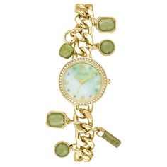 Never question the stylish elegance you'll find when you pair this timepiece with any sophisticated outfit. Bold with a hint of whimsy, this timepiece will draw attention to your vibe as you go about your day feeling confident in your fashionable style. Gold tones accented with green gemstones and a classic analog watch are a hit no matter what the occasion. Solid construction balanced with carefree style, this timepiece is sure to be a hit. Product weight is a few ounces for this women's watch, so it will feel like the watch is not even there. Size: one size.  Color: Blue.  Gender: female.  Age Group: adult. Carefree Style, Watch Women's, Feeling Confident, Analog Watch, Green Gemstones, Women's Watch, Blue Gender, Feel Confident, Time Piece