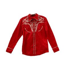 Men's Western Shirt Daupanzees Embroidered Cowboy Button Front Long Sleeve M, L, Choose Your Size. Red. New With Tags. Please Measure Your Favorite Shirt At Home And Compare The Measurements To The Photos Before Purchasing. Dr-867 Red Embroidered Long Sleeve Shirt, Fitted Embroidered Red Shirt, Fitted Red Embroidered Shirt, Charro Quince, Quince Stuff, Button Up Shirt Men, Rodeo Shirts, Western Shirt, Western Shirts