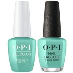 OPI Nail GelColor + Matching Polish Combo .5oz/15mL - Mexico City - Verde Nice To Meet You GCM84 + M84. For a professional and long lasting manicure with a perfectly matched pedicure. 0.5oz/15mL- OPI GelColor, LED Lamp needed. Each coat cures in 30 seconds in a LED lamp. High gloss shine, long lasting, non-damaging, cost effective.- OPI Nail Lacquer provides exceptional formula, heavily-pigmented lacquers are super rich, long-lasting, and chip-resistant.Made in the USA Color: Green. Nail 2024, Opi Gel Nails, Opi Nail Colors, Nail Supply Store, Gel Tips, Opi Nail Lacquer, Nail Supplies, Gel Lacquer, Opi Nail Polish