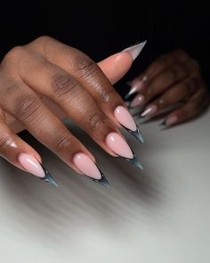 Ombre Nails French Tip, French Tip Stiletto Nails, Ombre Nails French, French Tip Stiletto, French Stiletto Nails, French Stiletto, Ballerina Acrylic Nails, Good Nails, Posh Nails