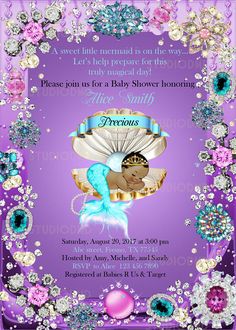 This listing is for a PRINTABLE invitation - Digital File. (NO PHYSICAL INVITATIONS WILL BE SENT) ***INSTANT DOWNLOAD*** These files are available for instant download via Etsys new download service. After the payment successfully processes, you will receive an automatic email from an Mermaid Baby Shower Theme, Girl Shower Themes