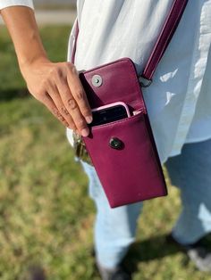 "Stylish, Aesthetic Leather Phone Bag: - It has a back pocket and 4 card slots  - adjustable strap - lined with cotton lining  SIZE   7.5\" x 4.3'' x 1'' (19cm x11cm  x2.5 cm)       MATERIALS - Genuine Leather - Cotton Lining" Leather Phone Bag, Crossbody Phone Purse, Crossbody Phone Bag, Stylish Aesthetic, Purse Handmade, Phone Purse, Big Bags, Phone Bag, Phone Accessories