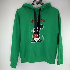 FOREVER21 Disney Mickey JUST BE YOU Pockets Green Hoodie Sweatshirt size Medium. Condition is "Pre-owned". There are a couple grease spots present on the front and back, see pics. Shipped with USPS Priority Mail. Cotton Mickey Mouse Hooded Top, Mickey Mouse Cotton Hooded Top, Cotton Hooded Top With Mickey Mouse, Casual Mickey Mouse Hoodie For Winter, Mickey Mouse Hoodie Top For Winter, Winter Mickey Mouse Hoodie Top, Mickey Mouse Winter Hoodie Top, Mickey Mouse Crew Neck Hoodie For Streetwear, Casual Long Sleeve Mickey Mouse Hoodie