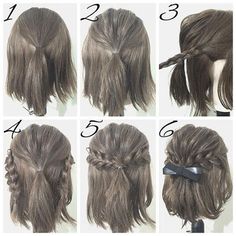 easy prom hairstyle tutorials for girls with short hair Simple Prom Hair, Short Hair Tutorial, Short Hairstyle, Girl Short Hair, Easy Hairstyles For Long Hair, Half Up Hair