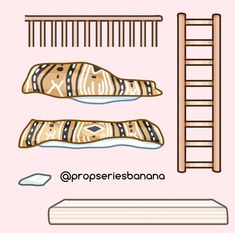 an image of breads and other items on a pink background