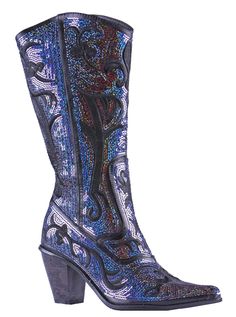 Helen's Heart Blue/Black Blingy Sequins Cowboy Boots – SKYZ Boutique Fitted Sequin Boots For Night Out, Fitted Sequin Boots For Fall, Sequin Boots For Fall, Fitted Black Boots For Festivals, Black Glamorous Boots With Sequins, Glamorous Black Sequined Boots, Black Sequined Boots For Night Out, Blue Boots For Rodeo, Black Western Boots For Evening