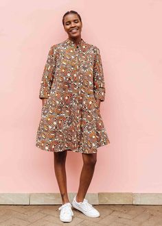 Alchemy Kitenge, Dress 100, Brown Beige, Alchemy, Orange Black, Shirt Jacket, Style Guides, Print Dress, Dresses With Sleeves