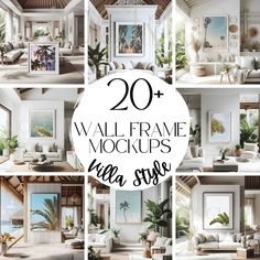 20 + wall frame mockups for photoshopped with the text overlaying them