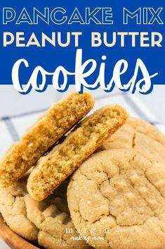 two peanut butter cookies in a bowl with the title above it