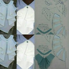 three pictures of different types of clothing and instructions to make them look like they are made from paper