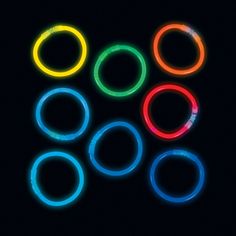 neon rings are arranged in the shape of an o - ring on a black background