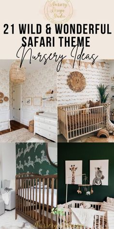 the baby's nursery is decorated in green and white