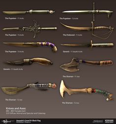 an image of different types of swords